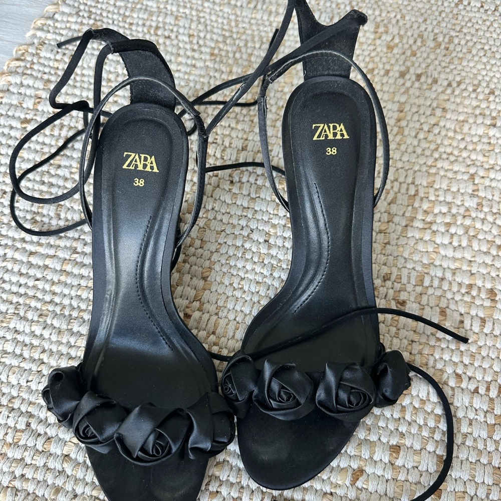 Zara rose detail Strappy Sandals heels